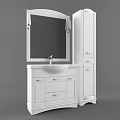 Modern White Bathroom Vanity With Mirror Sink Faucet And Storage Cabinets