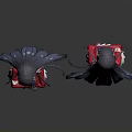 Anime Character 3D Model Front Back View Red Coat White Skirt Long Hair Gray Socks