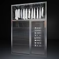 Laundry Shop Glass Door With Hanging White Shirts And Chinese Signs
