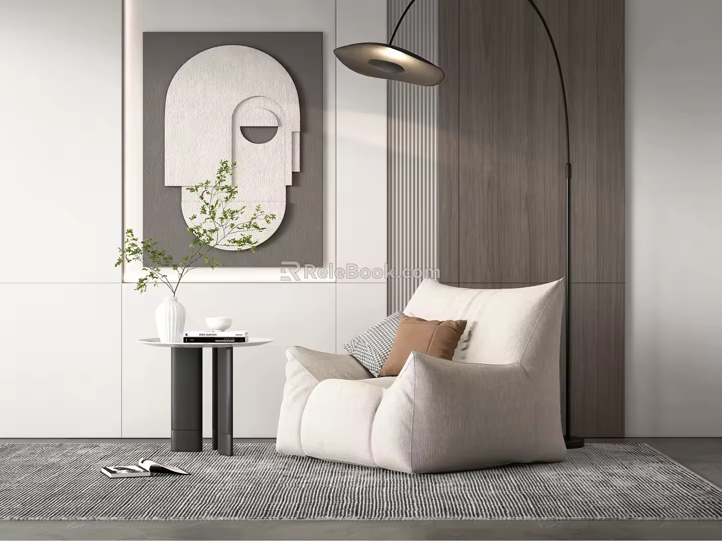 Modern Single Sofa Lazy Sofa Wall Decorated Floor Lamp 3d model