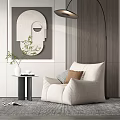 Modern Single Sofa Lazy Sofa Wall Decorated Floor Lamp 3d model