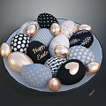 Decorated Easter Eggs With Happy Easter Message Polka Dots And Gold Accents On Plate