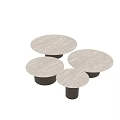 Elegant Round Marble Dining Table Set With Bronze Cylindrical Metal Base For Modern Home Decor
