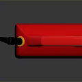 Red Plastic Fuel Can With Black Spout And Yellow Flame Symbol For Daily Use