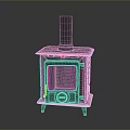 Modern Black Wood Stove With Chimney Glass Door And Compact Metal Structure Design