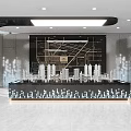 Modern Lobby Interior Design With Marble Flooring Reception Desk And Wall Decor 3d model