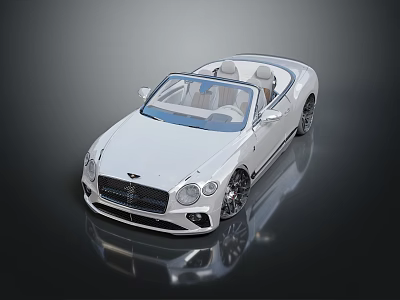 White Luxury Convertible Car With Sleek Design And Open Top Front Grille And Alloy Wheels 3d model