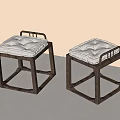 Modern Coffee Table With Metal Frame Square Shape And Padded Top Design 3d model