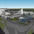 Modern Hotel Building Design With Curved Roof Green Landscaping And Connected Structures