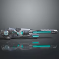 Futuristic Sci-Fi Energy Weapon With Metallic Structure Blue Glowing Lines And Sleek Grip