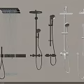 Various Style Shower Heads in Black and White Wall Mounted Designs