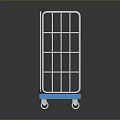 Sturdy Metal Cart with Blue Bottom Tray White Upper Shelf and Wheels