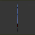 Fantasy Blue Spiked Sword With Red And Yellow Decorative Accents