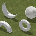 White Outdoor Lights In Various Shapes Placed On Green Grass For Decoration