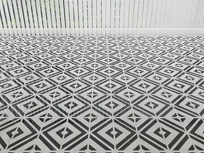 Black And White Geometric Floor Tiles With Diamond Pattern Design 3d model