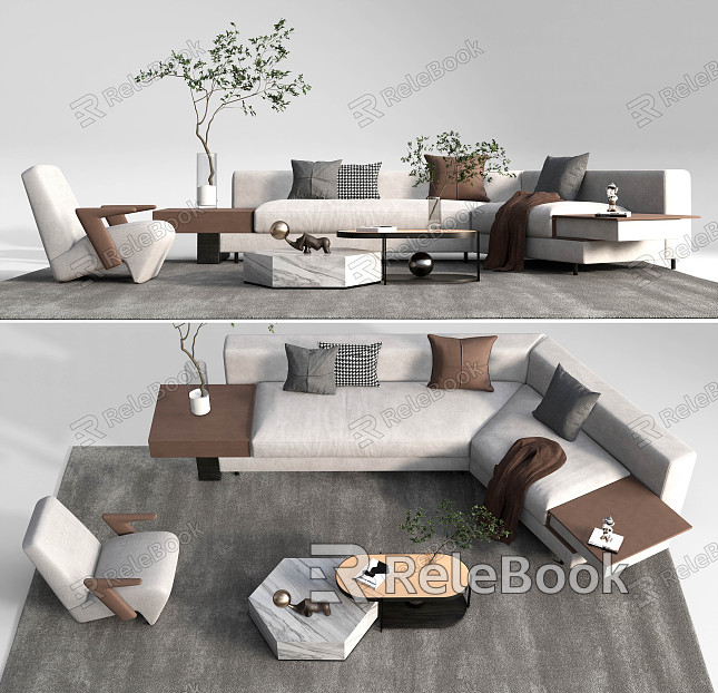 Modern Sofa Coffee Table Combination Multi-person Sofa Leisure Chair model