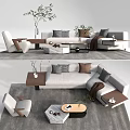 Modern Sofa Coffee Table Combination Multi-person Sofa Leisure Chair 3d model