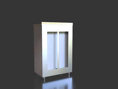 Modern White Cabinet With Glass Doors And Rolling Wheels For Home Storage Solution 3d model