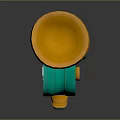 Cartoon Style Teal And Orange Weapon With Mechanical Wheel And Round Component