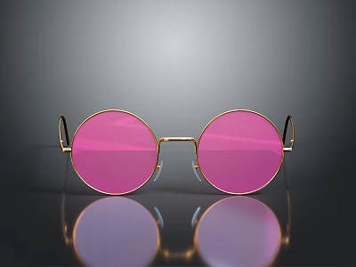 Modern Gold Frame Jewelry With Pink Gemstone And Shiny Reflective Surface 3d model
