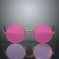 Modern Gold Frame Jewelry With Pink Gemstone And Shiny Reflective Surface