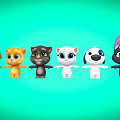 cartoon animal kitten puppy rabbit cat puppy 3d model