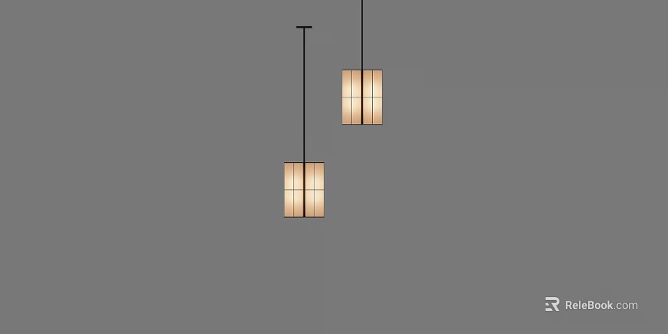 Modern Pendant Lights With Rectangular Shades Hanging In Pair For Home Interior Decor 3d model
