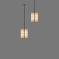 Modern Pendant Lights With Rectangular Shades Hanging In Pair For Home Interior Decor 3d model