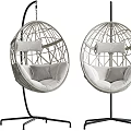 Hanging Wicker Egg Chair with Soft Cushions Modern Design Set of Two