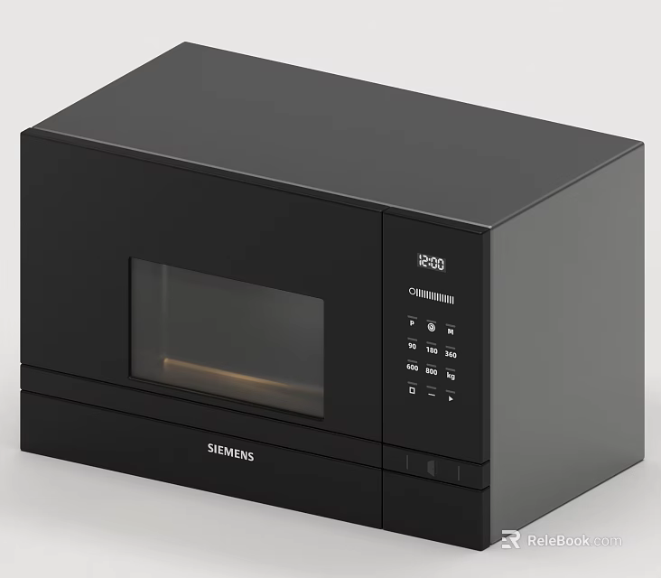 Modern Black Siemens Microwave Oven with Digital Control Panel for Daily Kitchen Use 3d model 