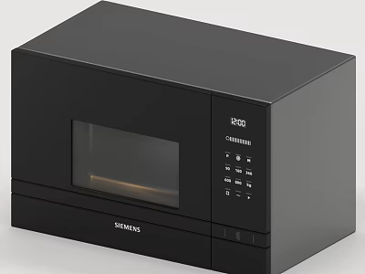 Modern Black Siemens Microwave Oven with Digital Control Panel for Daily Kitchen Use 3d model
