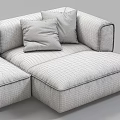 Modern Light Gray Sectional Sofa with Dark Gray Checkered Cushions and L Shaped Design
