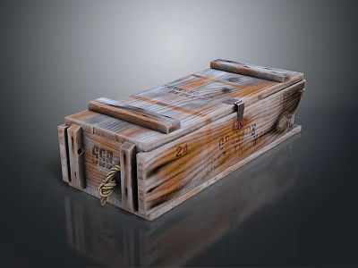 Vintage Wooden Storage Crate With Hemp Rope And Metal Clasps For Home Decor 3d model