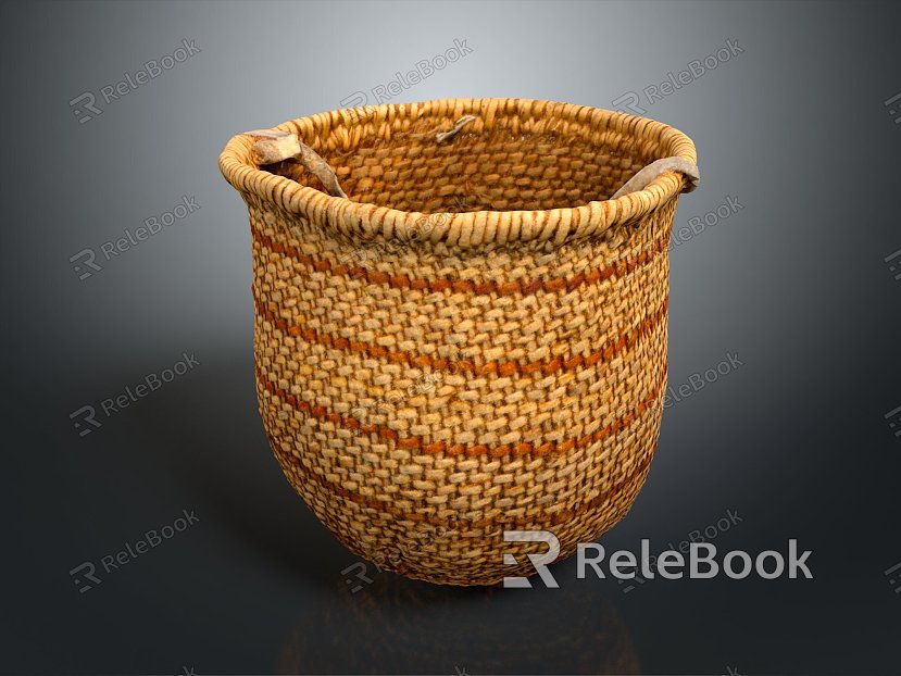 Blue woven basket bamboo basket woven basket vegetable basket egg basket storage basket storage basket model