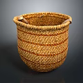 Handwoven Striped Storage Basket For Daily Household Use With Natural Material And Crafted Design