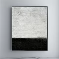 Black and White Abstract Painting With Irregular Dots Lines and White Background