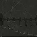Modern Black Wall Mounted Hooks With Multiple Hangers On Gray Marble Wall 3d model