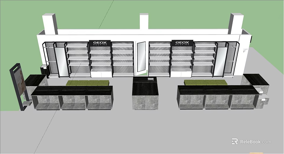 Retail Store Display Shelves With Multiple Layers And Counter Design 3d model 