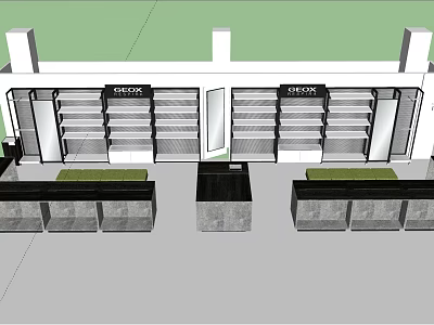Retail Store Display Shelves With Multiple Layers And Counter Design 3d model