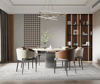 Light Luxury Restaurant Dining Table and Chair 3d model