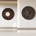 Textured Circular Wall Decor With Illuminated Accent In Minimal Space 3d model