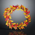 Colorful Autumn Leaf Wreath Featuring Red and Yellow Leaves for Home Decor