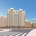 Modern High Rise Residential Buildings With Greenery Water Pool And Blue Sky