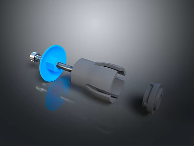 Bike Replacement Parts With Blue Round Bolt And Gray Plastic Components 3d model