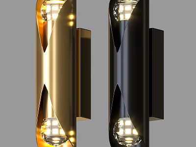 Modern Gold And Black Wall Lamps With Sleek Metal Design For Interior Lighting 3d model