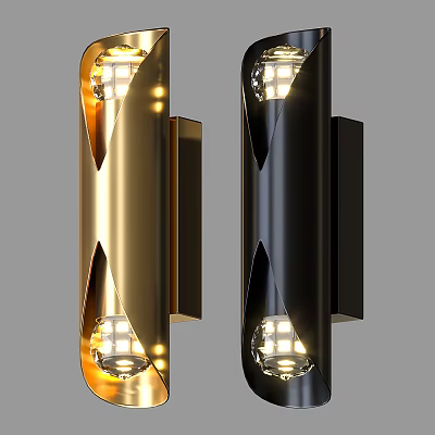 Modern Gold And Black Wall Lamps With Sleek Metal Design For Interior Lighting 3d model