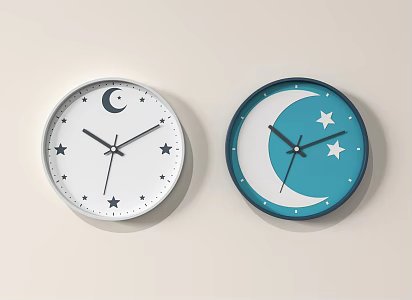 Moon Wall Clock Star Moon Wall Clock 3d model