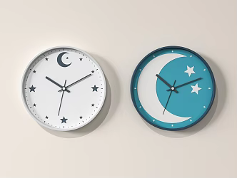Moon Wall Clock Star Moon Wall Clock 3d model