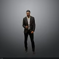 Man In Formal Suit Standing Against Gray Background With Confident Posture