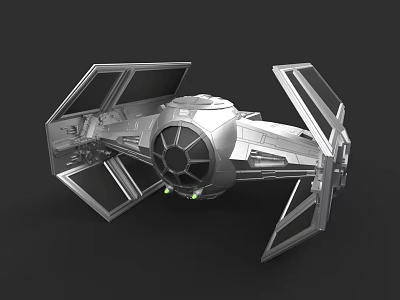 Futuristic Silver Car with Wing like Structures and Central Circular Section 3d model